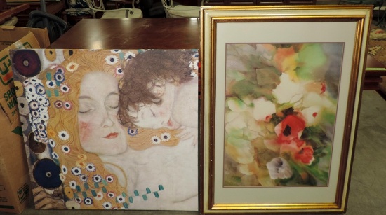 Print On Canvas Woman With Child & Floral Color Print In Frame