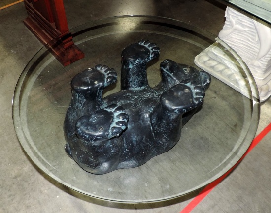 Bear Glass Top Coffee Table