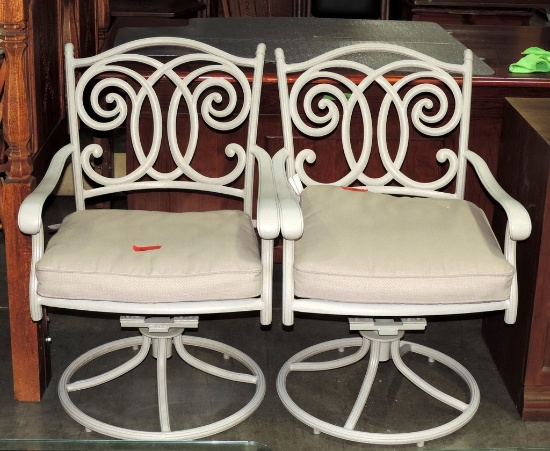 2 Aluminum Swivel Base Patio Armchairs