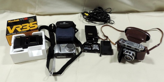 Vintage Retina Camera In Brown Case, Kodak VR35 Camera In Box & Other