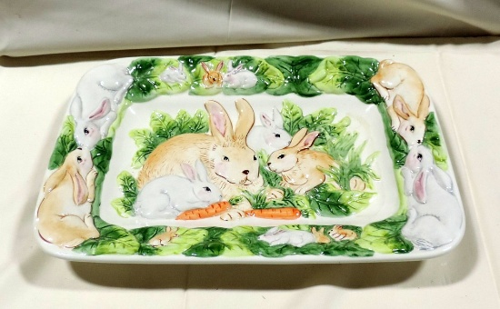 New Ceramic Rectangular Rabbit Platter