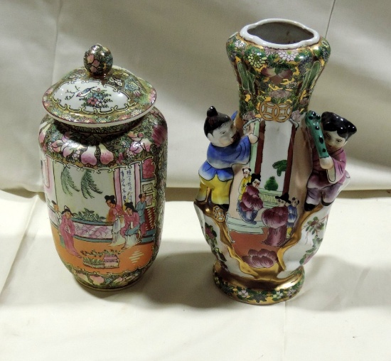 2 Pcs. Oriental Hand Painted Ceramics