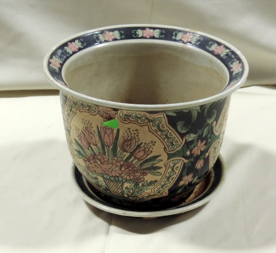 Oriental Planter With Under Plate