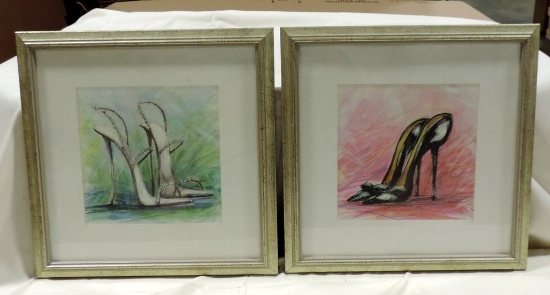 Pai Of Color High Heel Shoe Prints In Frames
