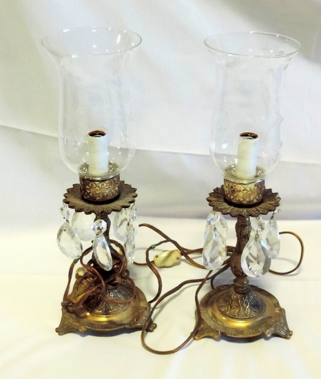 Pair Of Vintage Brass Electric Candle Lusters