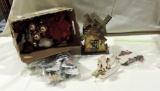 Box Lot Christmas Tree Decorations & Copper Windmill