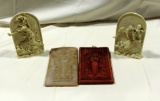 Pair Of Wax Angel Plaques & Composition Angel Plaques