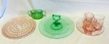 7 Pcs. Colored Depression Glassware