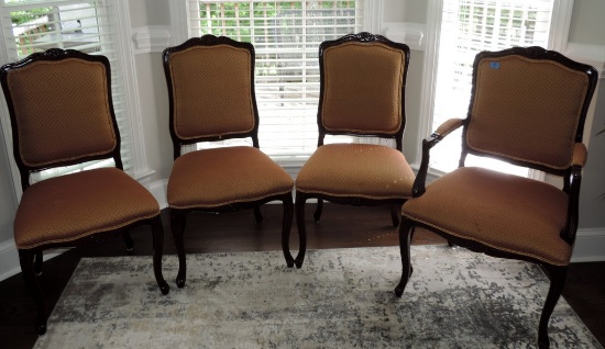Set Of (4) Mahogany French Style Carved Chairs