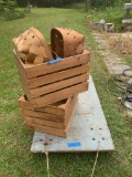 (2) Wooden Crates and Rolling Cart