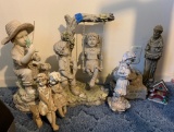 Lot of 6 Hard Plastic Garden Statuary Figures