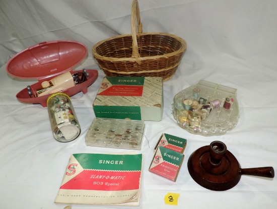 Tray Lot Singer Sewing Items Plus More