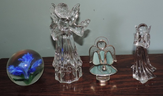 Glass Angel and Paperweight Lot