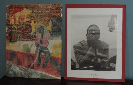 Photo of Malcolm X and Original African American Decoupage Artwork