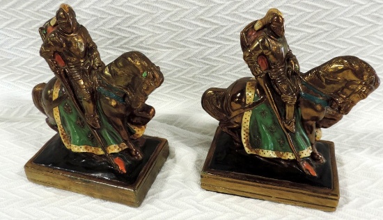 Pair Of Painted Knight Bookends