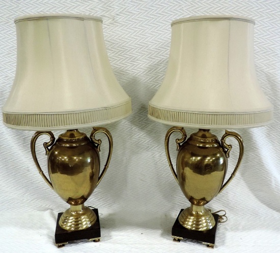 Pair Of Brass Vase Style Table Lamps