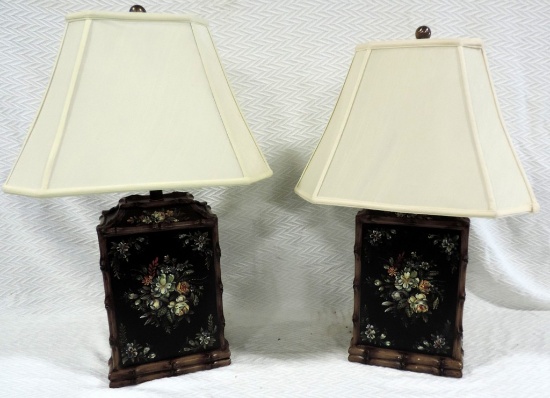 Pair Of Decorative Floral Table Lamps