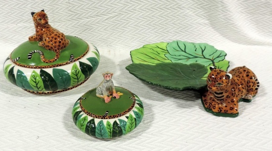 Lot Of 3 Lynn Chase Jungle Jubilee Serving Ceramic Dishes