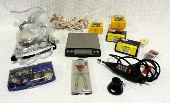Box Lot Dremel Tool And Shop Supplies