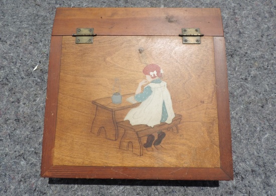 Handmade Lap desk with Painting on Top