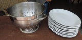 Lot of Kitchen Ironstone Plates and Strainer