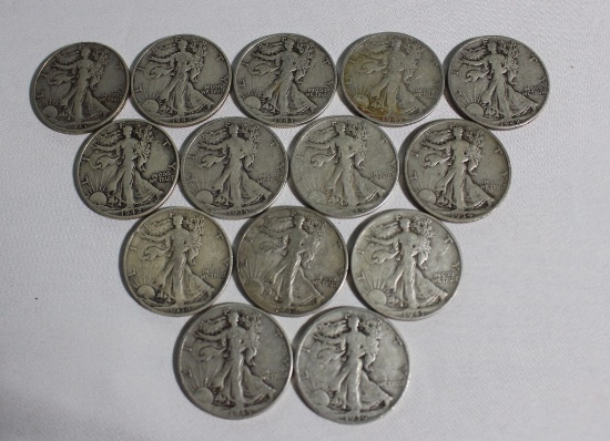 (14) Walking Liberty Half Dollars