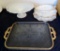 Lot of Antique Milk glass China and Glass Tray