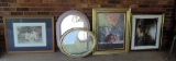 Lot of (4) Pieces of Framed Art and Mirrors