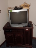 Vintage TV Stand, TV and Telephone Lot