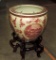 Oriental Scenic Decorated Planter On Stand