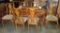 7 Pc Oak Finish Queen Anne Style Dinning Table And Chairs With 2 Leaves