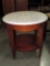 Round Mahogany Marble Top End Table