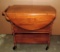 Cherry Finish 3 Tier Tea Cart With Drawer