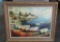 Large Impressionistic Oil On Canvas Of Row Boats In Harbor