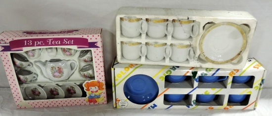 13 Pc. Doll Tea Set, 2 NIB Espresso Coffee Sets