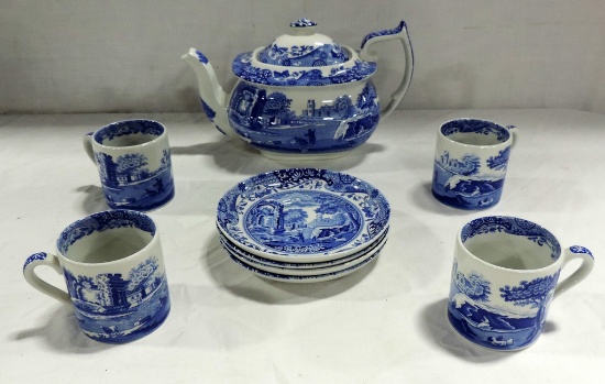 9 Pc. Spode Italian Blue & White Tea Set