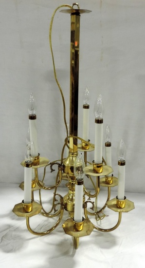 9 Light Brass Candlestick Style Chandelier