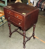 Vintage 2 Over 1 Drawer Drop Leaf Side Table