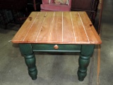 Painted Pine Side Table With 1 Drawer