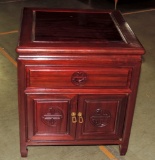 Rosewood Finish Oriental Style Low Cabinet