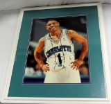 Framed Autographed Muggsy Bogues Color Photo