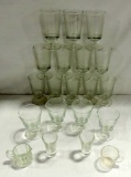 Box Lot Vintage Clear Glass Stemware