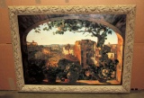 Italian Cityscape Print On Canvas In Carved Frame