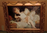 Print Of Young Girl On Sofa In Vintage Carved Frame