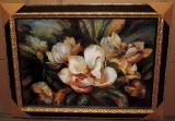 Large Oil On Artist Board Of Magnolia Flower