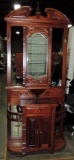 Reproduction Cherry Finish Victorian Hat Rack/Mirror With lower Cabinet