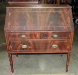 Inlaid Drop Front Mahogany Desk