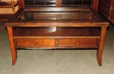 Wooden Coffee Table With Glass Inset Top