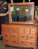 Vintage Maple 6 Drawer Dresser With Mirror