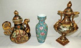 3 Profusely Decorated Oriental Pottery Items